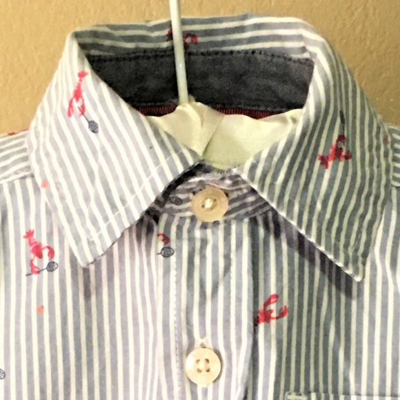 OSHKOSH Button Front Lobsters Play Badminton Shirt - Picture 3 of 14